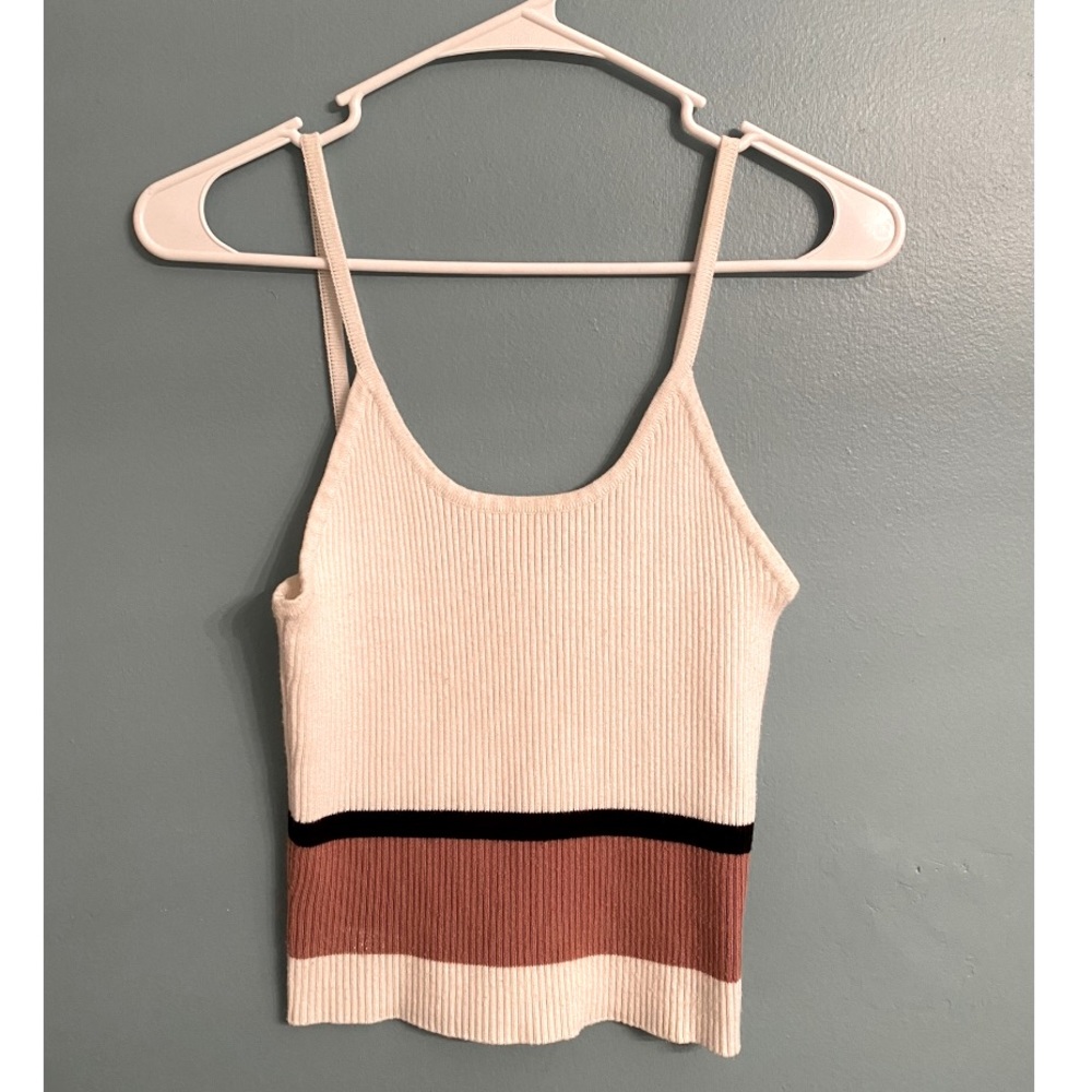 Sweater-knit Color Block Crop Tank